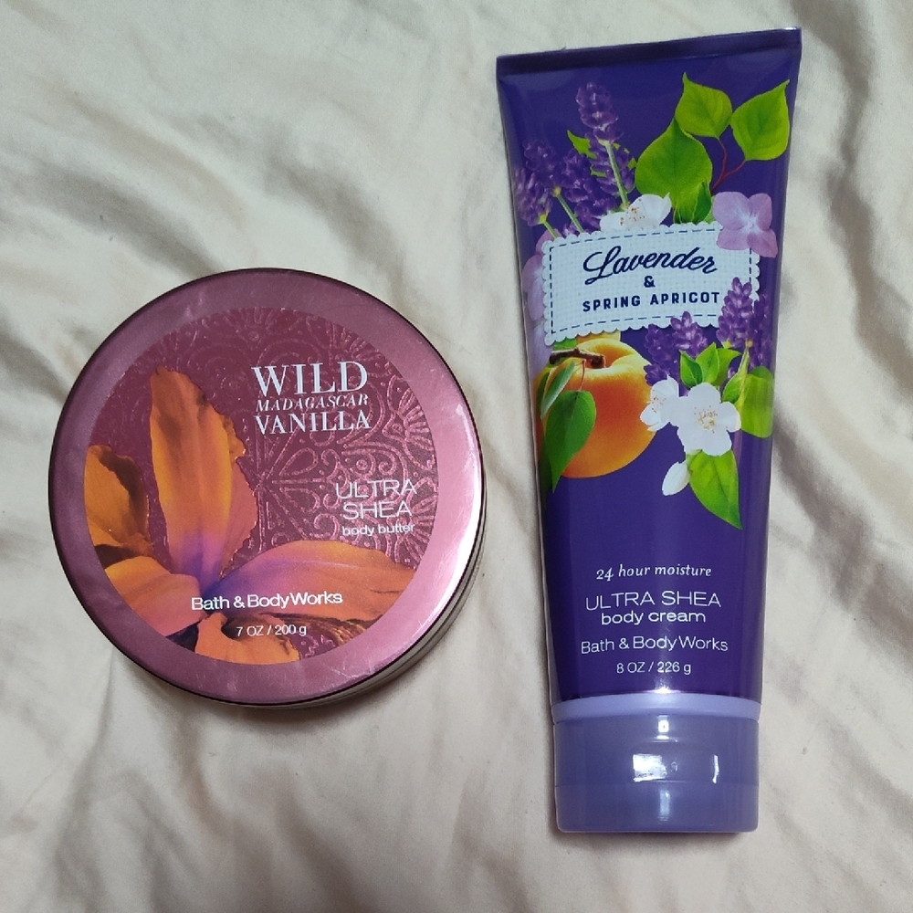 BBW Lavender & Spring Apricot Body Cream & Wild Madagascar Vanilla Body Butter